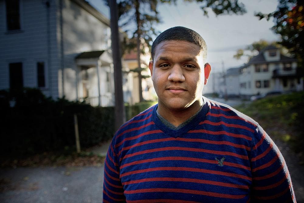 Trey Meade, a budding musician, hopes the next mayor brings more arts education into the schools. Some of his songs touch on what it’s like to live in Mattapan. (Jesse Costa/WBUR)