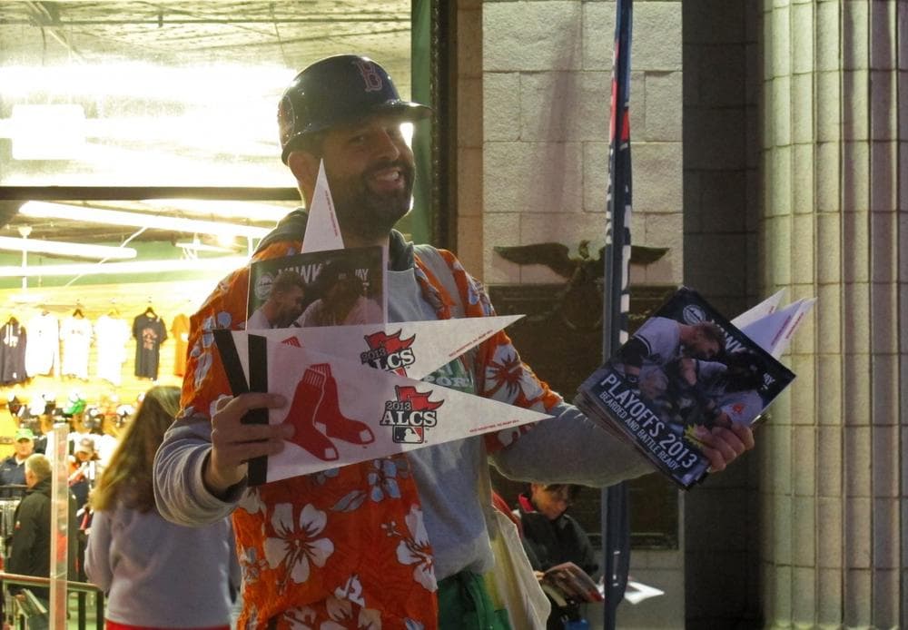 Even the program sellers are sporting beards this post-season. (Karen Given/Only A Game)