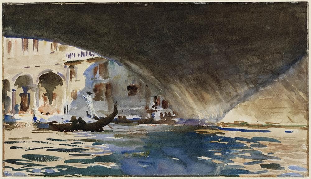 John Singer Sargent's 1909 watercolor "Venice: Under the Rialto Bridge." (Courtesy Museum of Fine Arts, Boston)