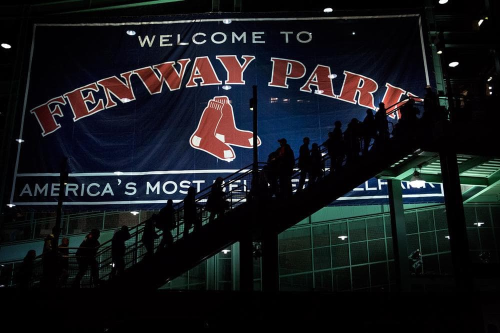 Fans walk into Fenway Park before Game 6 begins. (Jesse Costa/WBUR)