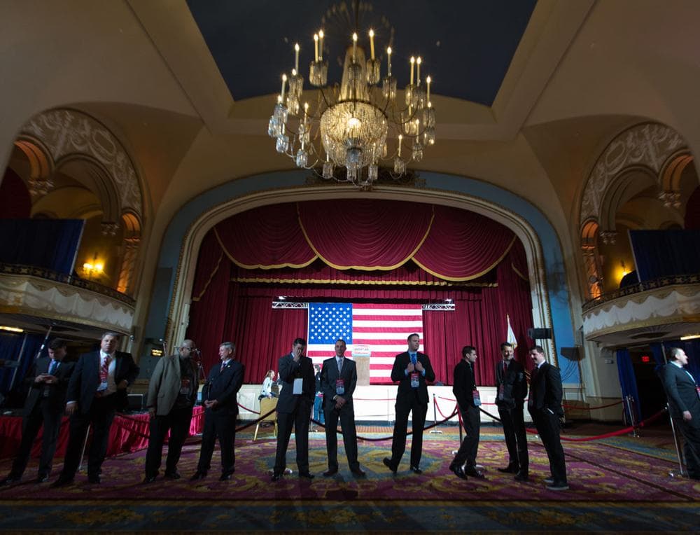 Mayoral candidate Marty Walsh and his team are at Boston's Park Plaza as returns come in. (Joe Spurr/WBUR)