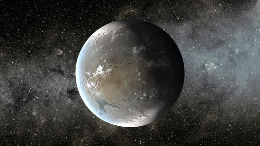 An artist's illustration of Kepler-62f, a planet in the "habitable zone" of a star that is slightly smaller and cooler than ours. (NASA/JPL-Caltech/T. Pyle)