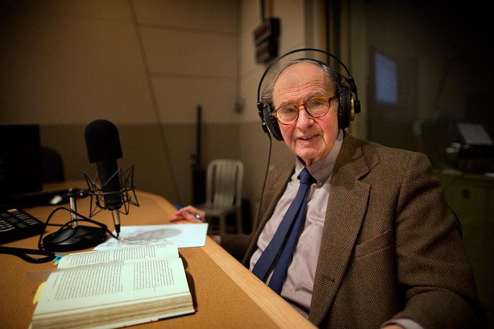 Historian Bernard Bailyn in the On Point studios. (Jesse Costa / WBUR)