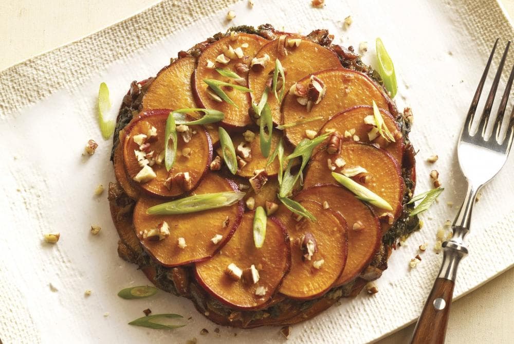 "Sweet Potato Galette with Mushrooms and Kale" by Joe Yonan. (Matt Armendariz)