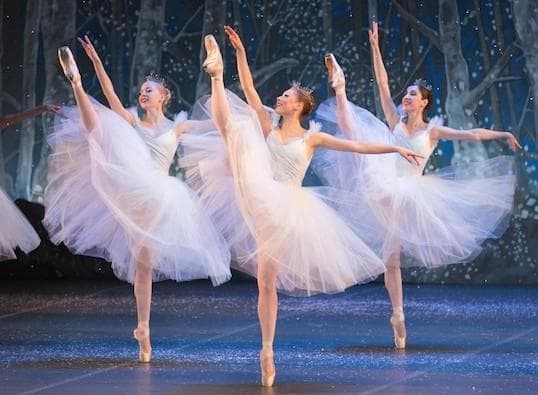 Dawn Atkins, Lauren Herfindahl and Ekaterine Chubinidtze in Boston Ballet's "The Nutcracker." (Rosalie O'Connor)