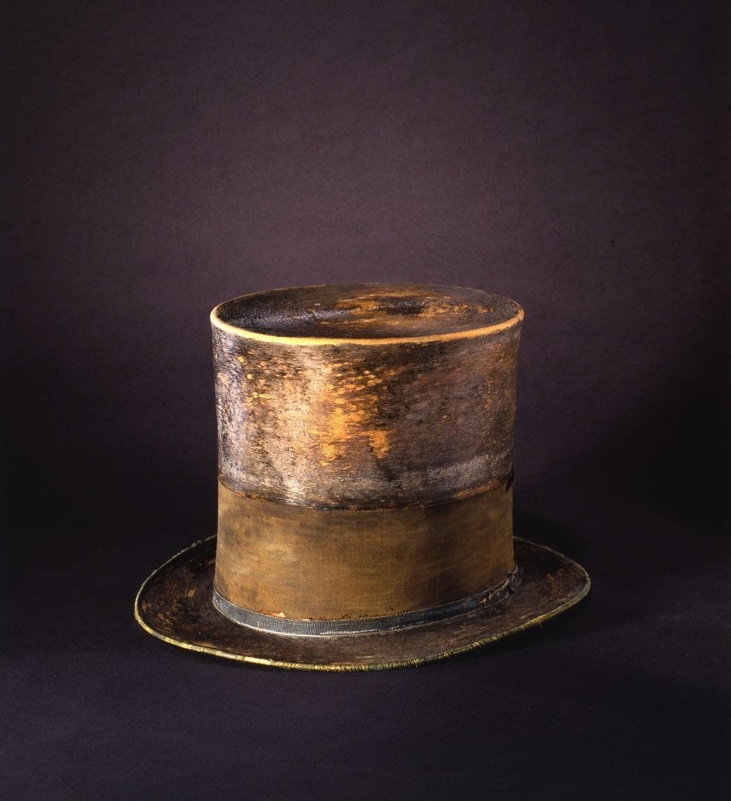 Item #34: Abraham Lincoln's hat. The signature top-hat of the President who faced the nation's greatest challenge becomes a national treasure.