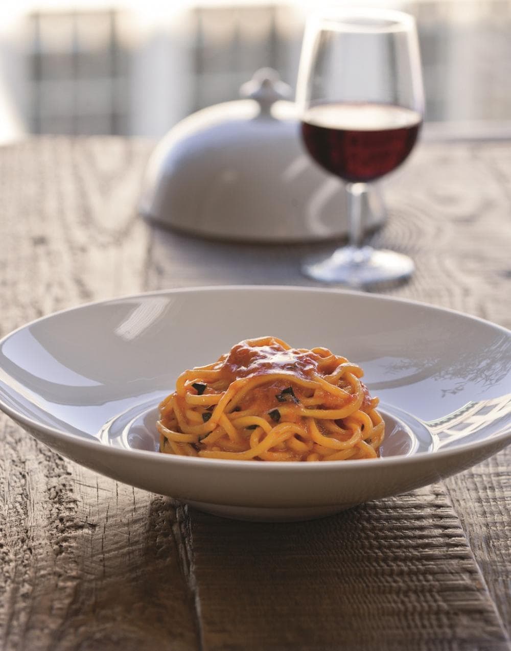 Scott Conant's "Scarpetta Spaghetti with Tomato Sauce" (Brent Herrig/Houghton Mifflin Harcourt)