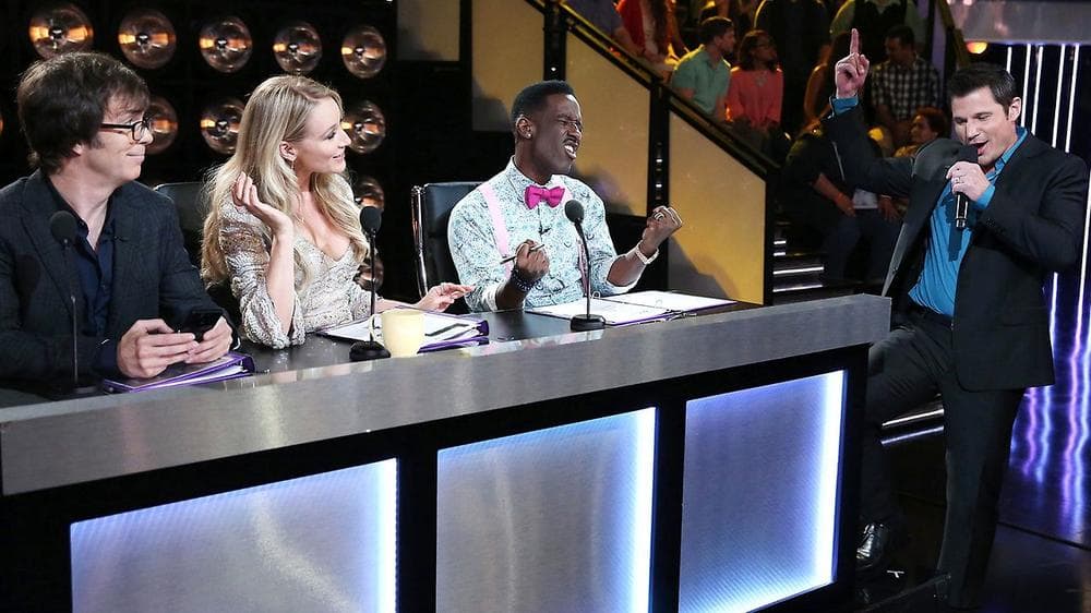 The panel of judges on NBC's "The Sing-Off," an a cappella competition. (NBC)