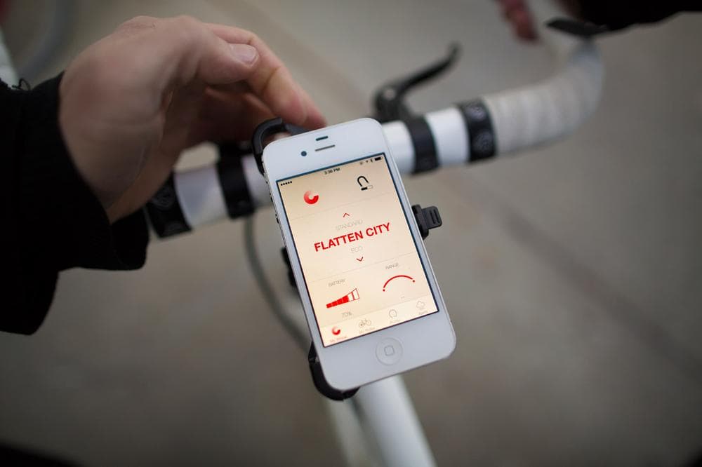 Install the wheel, download the Copenhagen Wheel app, and you're ready to go.  (Jesse Costa/Here &amp; Now)