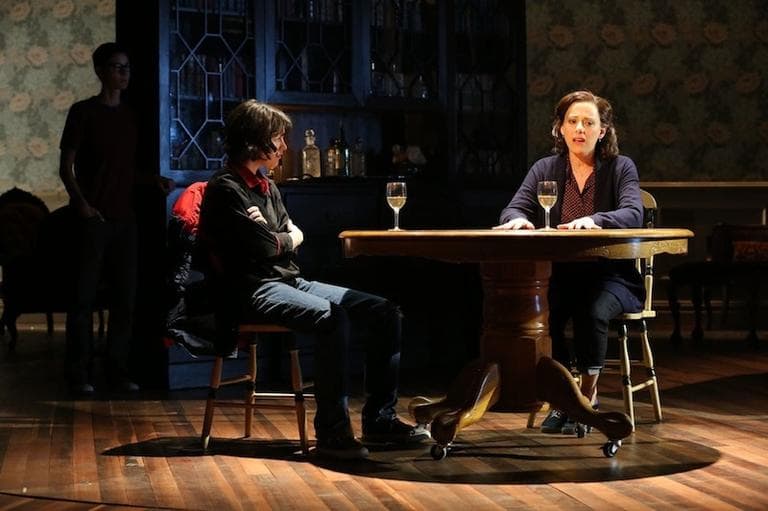 Judy Kuhn (right) sings of her heartbreaking relationship with her gay husband in "Fun Home." Beth Malone (rear) and Alexandra Soccha as Alison Bechdel at different ages listen. (Joan Marcus)