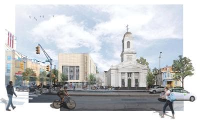 An artist rendering of the planned arts center. (Courtesy Lesley University) 