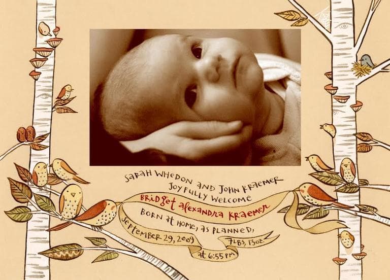 Home birth announcement (Courtesy Sarah Whedon)