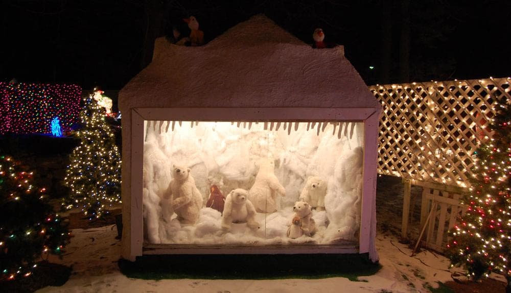 Animated polar bears at the Stone Zoo's “ZooLights." (Greg Cook)