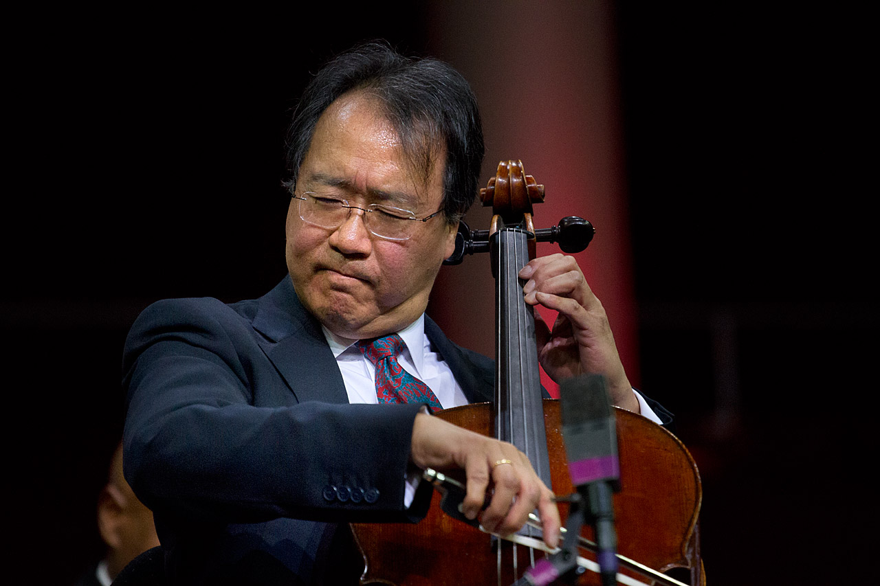 Yo-Yo Ma performs as a special guest for the inauguration. (Jesse Costa/WBUR)