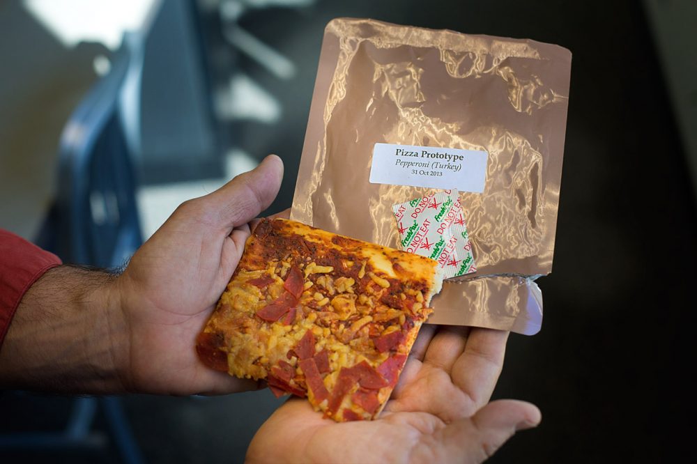 Military researchers in Natick are using cutting-edge pizza technology to create state-of-the-art slices that can last up to three years at 80 degrees. (Jesse Costa/WBUR)