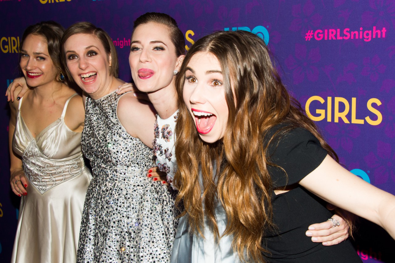Jemima Kirke, from left, Lena Dunham, Allison Williams and Zosia Mamet attend the premiere of HBO's "Girls" third season on Monday, Jan. 6, 2014 in New York. (Charles Sykes/AP)