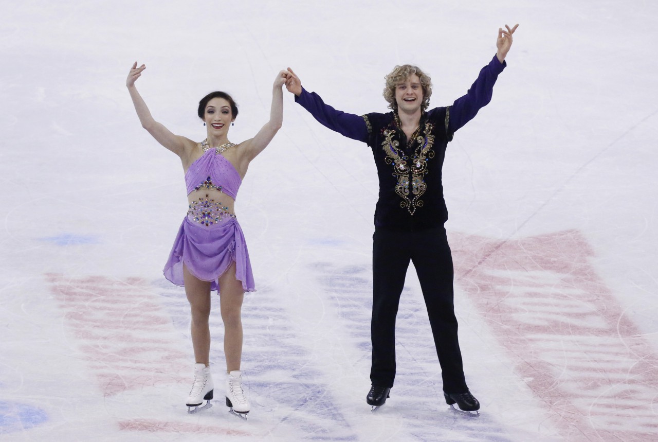 Meryl Davis and Charlie White pictured at the U.S. Figure Skating Championships in Boston on Saturday, Jan. 11, 2014. (Bizuayehu Tesfaye/AP)