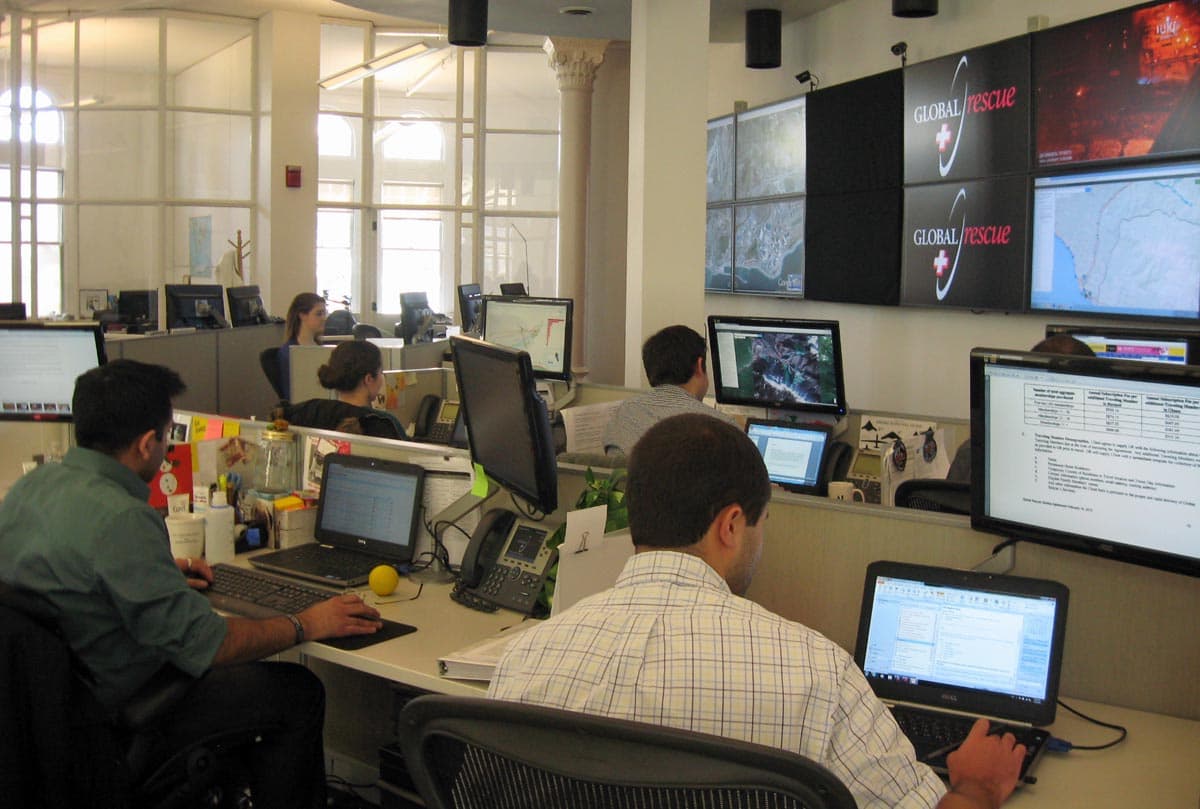 Global Rescue's Boston offices. (Sacha Pfeiffer/WBUR)