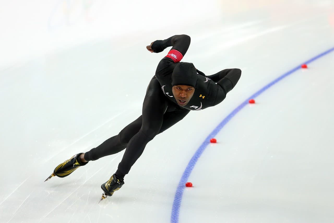 Shani Davis of the U.S. competes in the men's 1,000-meter speedskating race during the 2014 Winter Olympics in Sochi, Russia, Wednesday, Feb. 12, 2014. (Matt Dunham/AP)