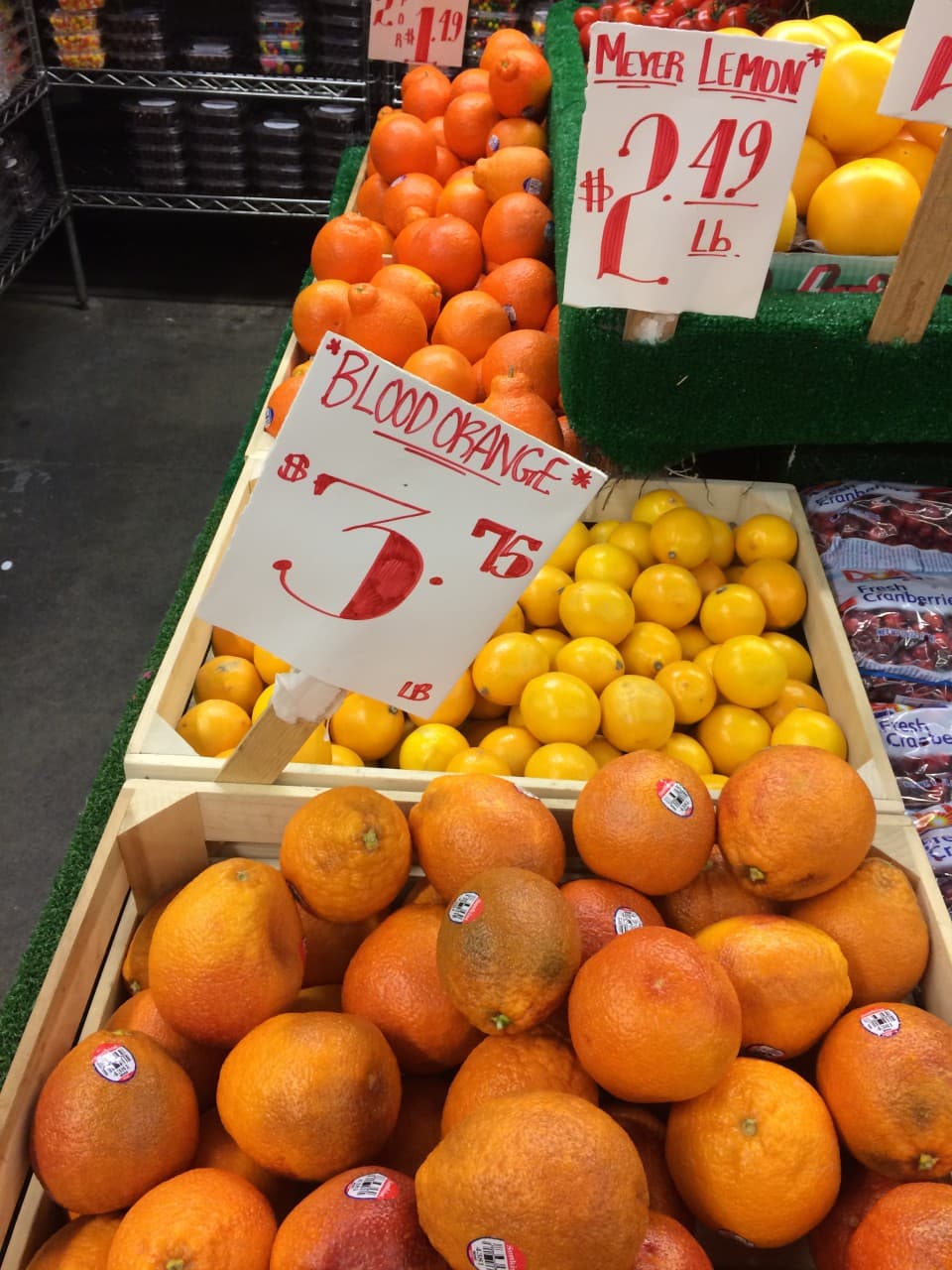 Blood oranges for sale. (Kathy Gunst/Here &amp; Now)