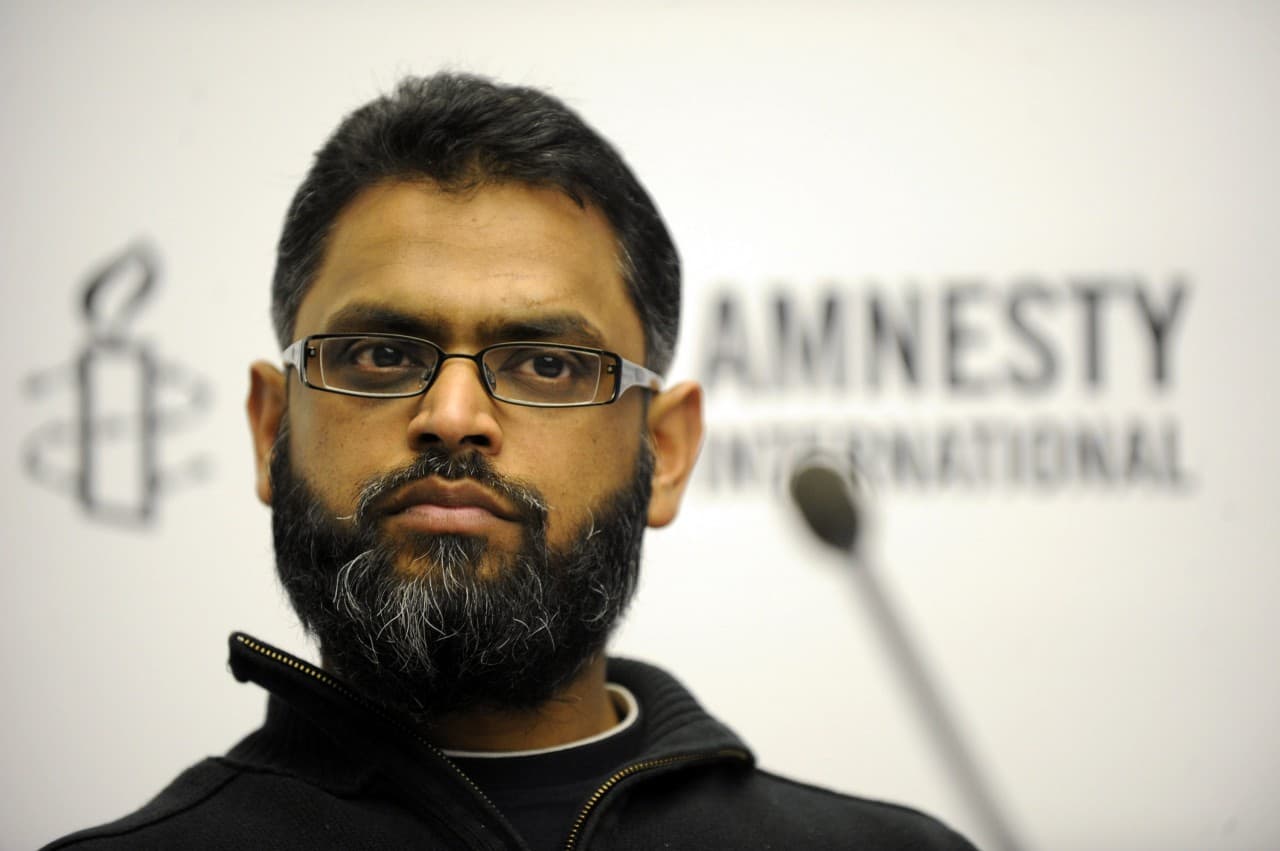 Moazzam Begg speaks during an Amnesty International press conference in Berlin on Feb. 12, 2010. (Simon Klingert/AFP/Getty Images)