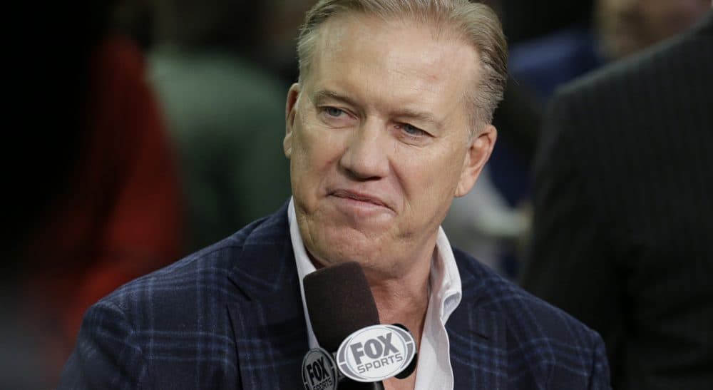 Denver Broncos executive vice president of football operations John Elway answers a question during media day for the NFL Super Bowl XLVIII football game Tuesday, Jan. 28, 2014, in Newark, N.J. (Charlie Riedel/AP)