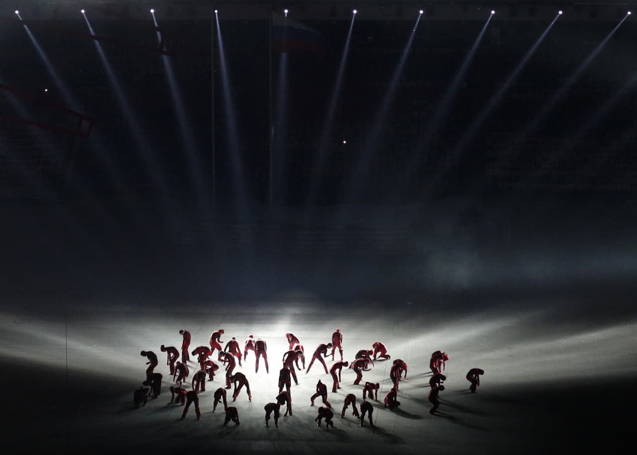 Dancers perform during the Opening Ceremony. (Adrian Dennis/AFP/Getty Images)