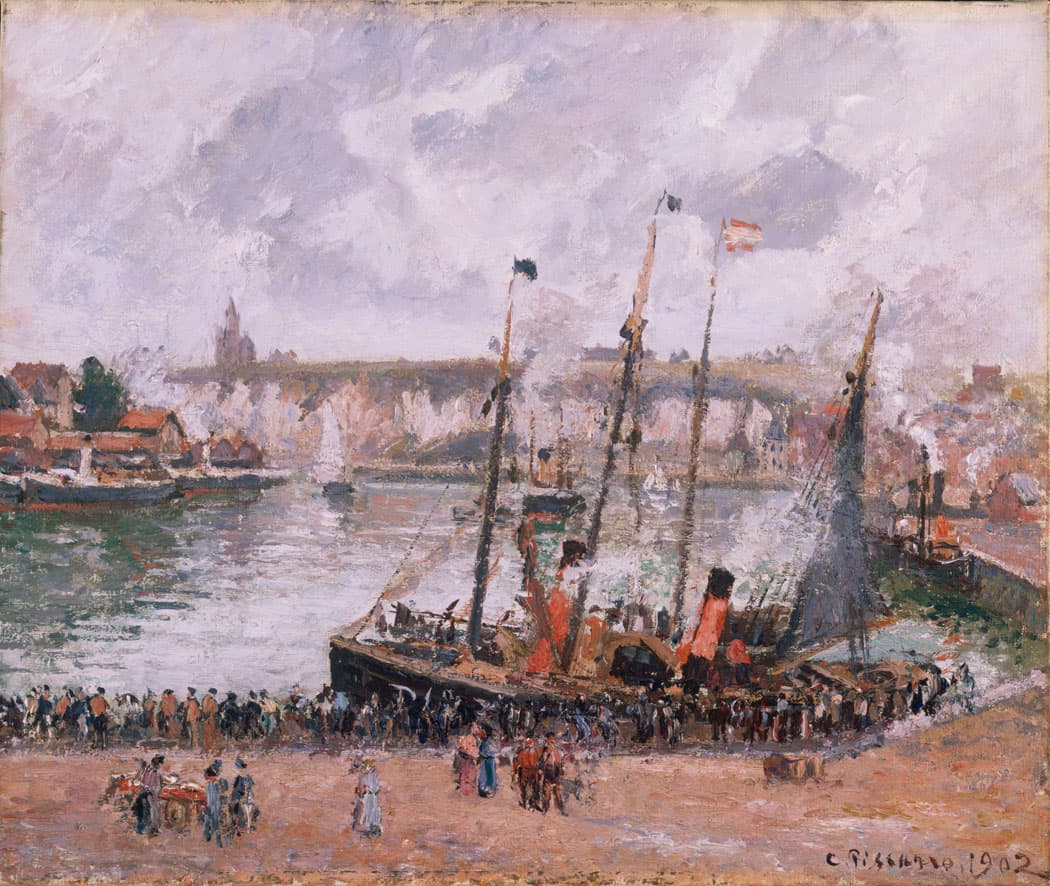 Camille Pissarro’s 1902 canvas “Harbor at Dieppe." (From "Impressionists on the Water" at the Peabody Essex Museum)