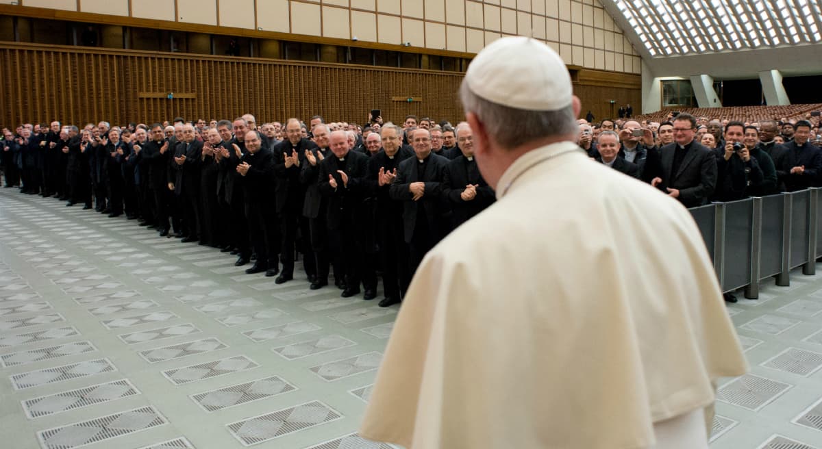 Rich Barlow: Since he was elected to the papacy one year ago, Francis has had to face an ongoing crisis -- the sexual abuse of children and victims’ demands for accountability. In this picture, provided by the Vatican newspaper L'Osservatore Romano, Pope Francis arrives for a meeting with Roman priests at the Vatican, Thursday, March 6, 2014. (AP)