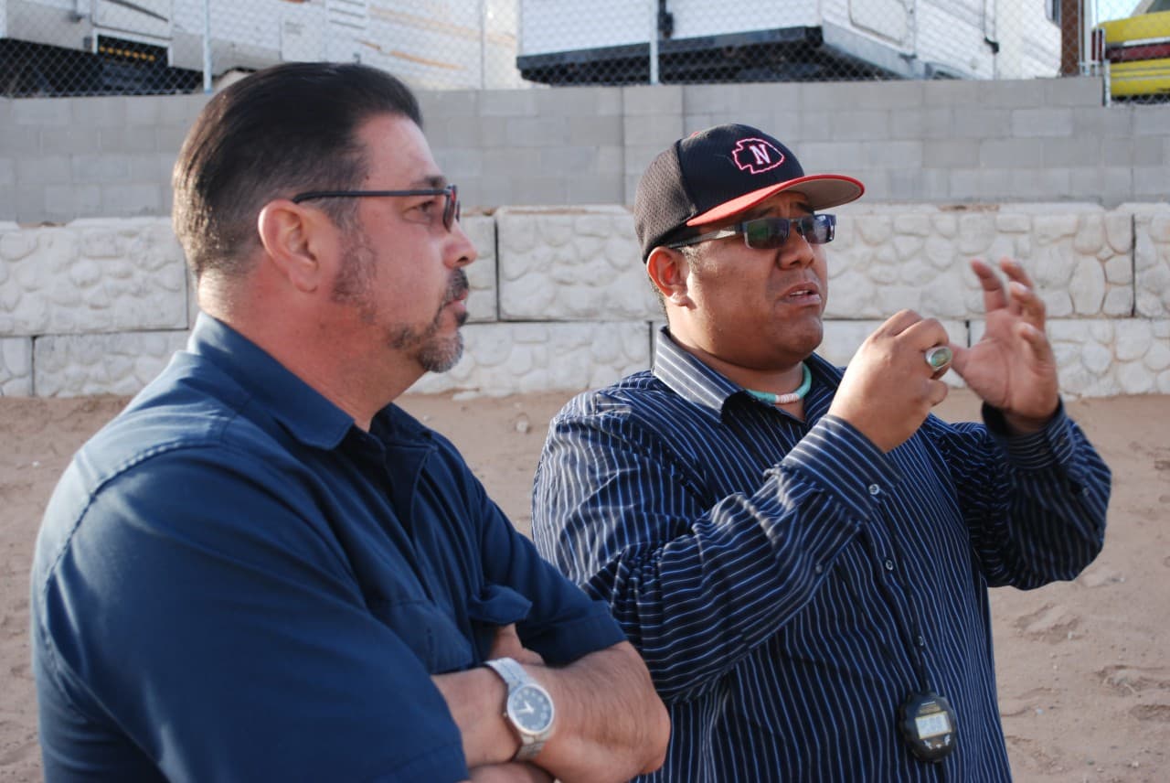 Dineh Bennally (right) founded Naa’taanii in 1999 to help Navajo ballplayers improve their skills. (Ken Shulman/OAG)