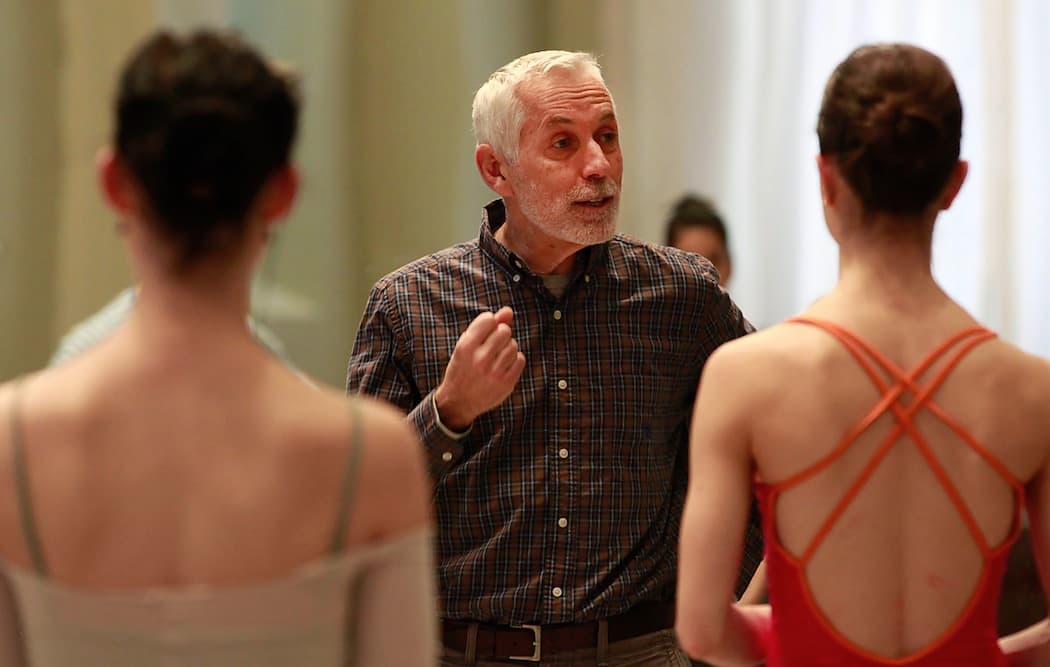 José Mateo talks to the dancers during a rehearsal for “Isle of the Dead.” (Lawrence Elizabeth Knox)