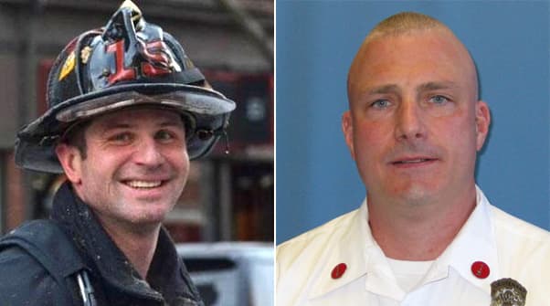 Firefighter Michael Kennedy, left, and Lt. Edward Walsh died in a apartment blaze in March 2014.