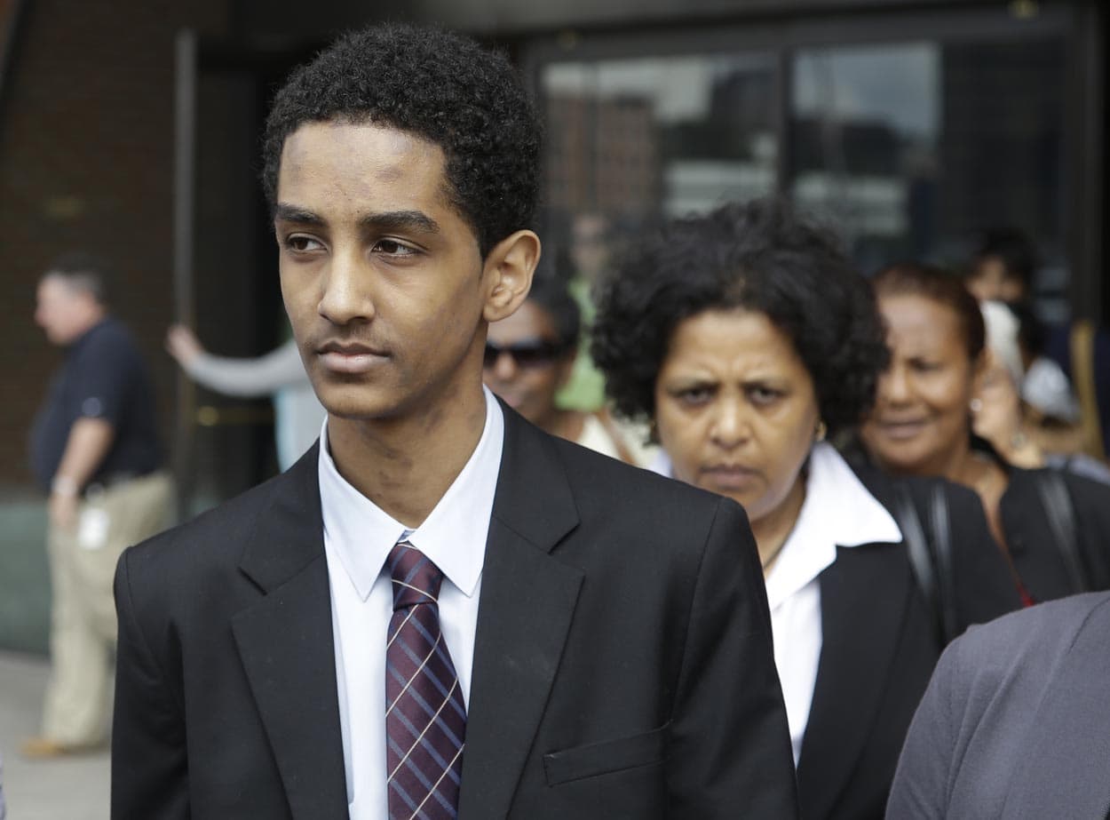 Robel Phillipos leaves federal court Friday, Sept. 13, 2013, in Boston after he was arraigned on charges of hindering the investigation of Boston Marathon bombing suspect Dzhokhar Tsarnaev. (Stephan Savoia/AP)
