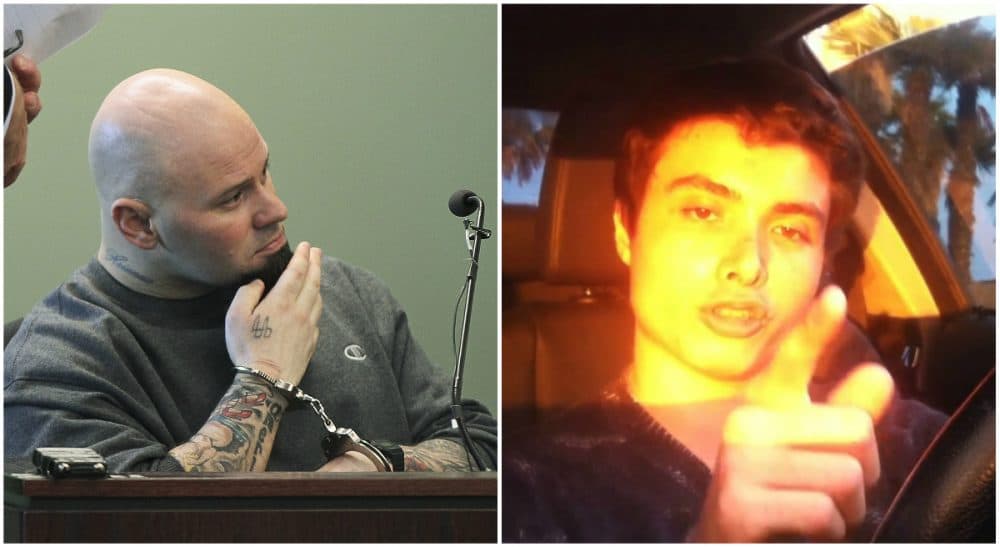 Getting to the misogyny at the core of their rage. Photos, L-R: Jared Remy pleads guilty Tuesday to first-degree murder and other charges for stabbing his girlfriend Jennifer Martel to death; Elliot Rodger as seen in a YouTube video. (AP/YouTube)