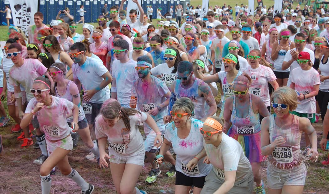 The start of one of the Color Me Rad 5K heats. (Greg Cook)