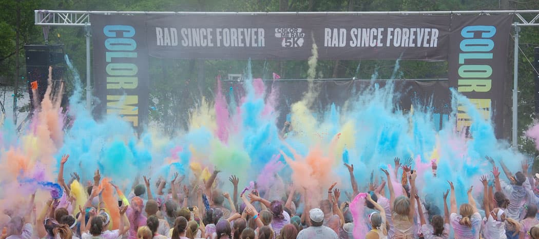 The dance party at the end of the Color Me Rad 5K run. (Greg Cook)
