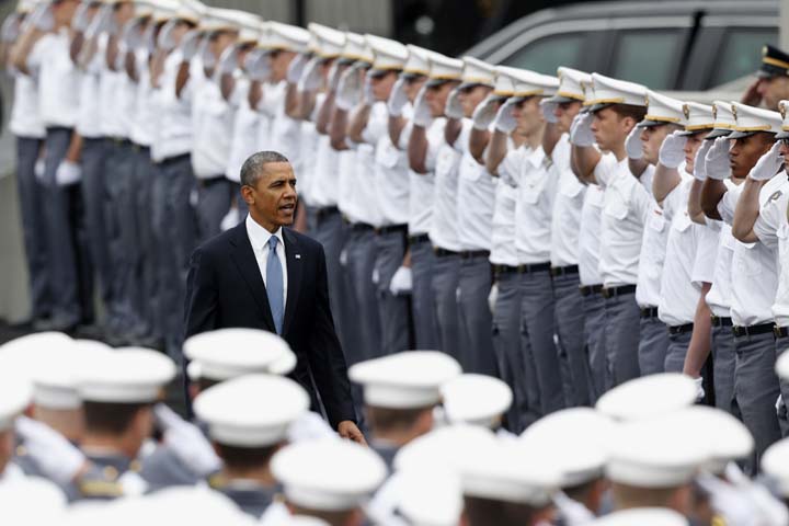 President Barack Obama arrives to a graduation and commissioning ceremony at the U.S. Military Academy on Wednesday, May 28, 2014, in West Point, N.Y.  (AP)