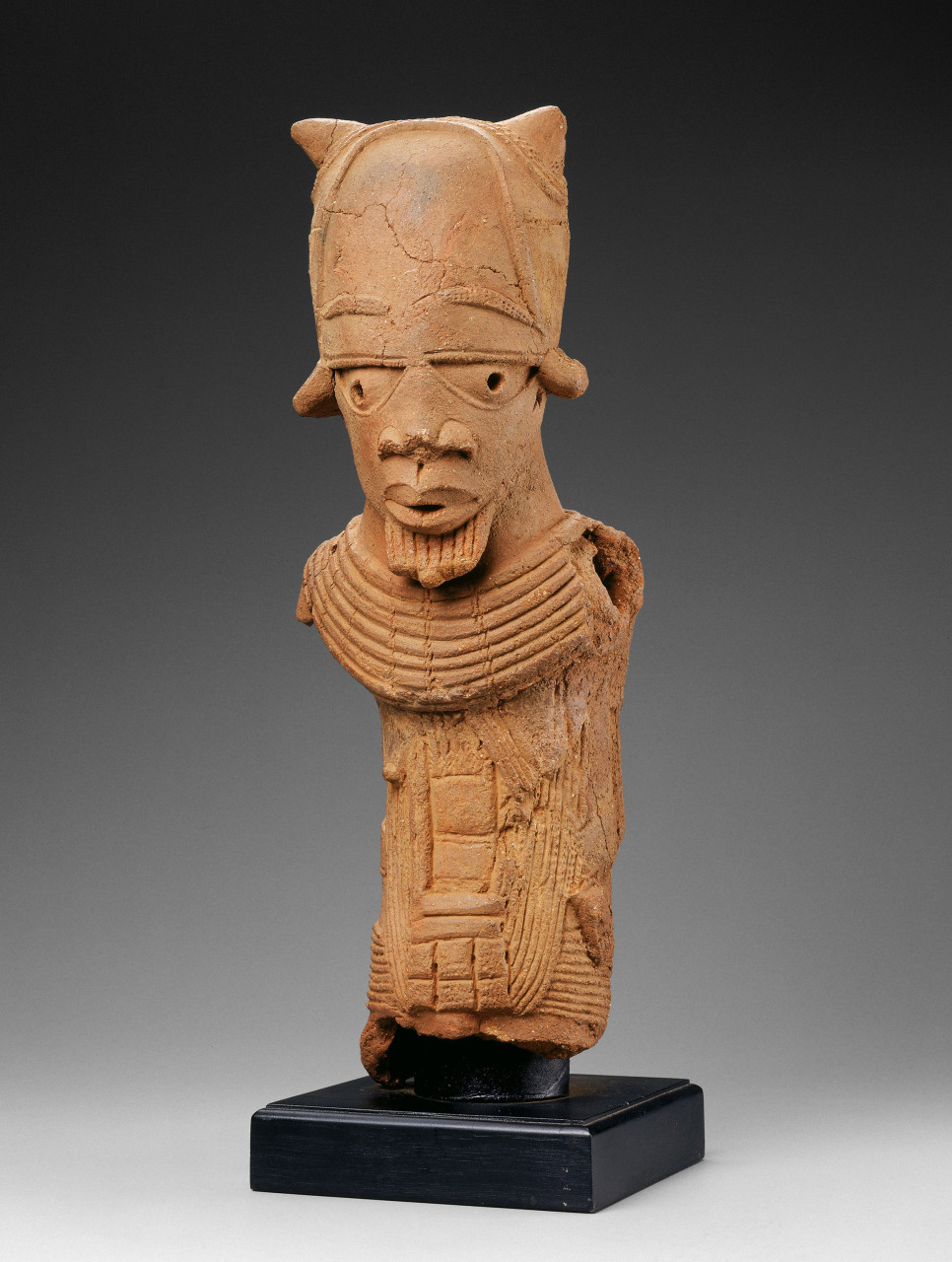 A ceramic terracotta male figure created by the African Nok peoples that dates back to between 500 B.C. – A.D. 200 in Nigeria. Lent by the estate of William E. Teel. (Courtesy Museum of Fine Arts, Boston)