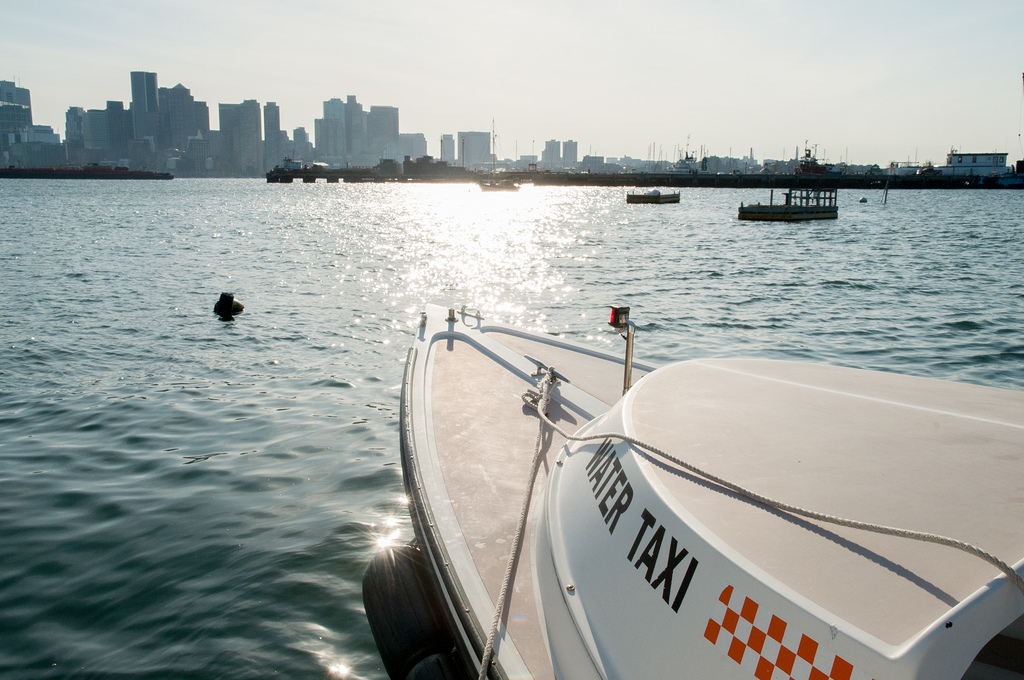 The on demand car service app Uber is testing the out water taxi service in Boston Harbor. (Mass. Office of Travel & Tourism via Flickr)