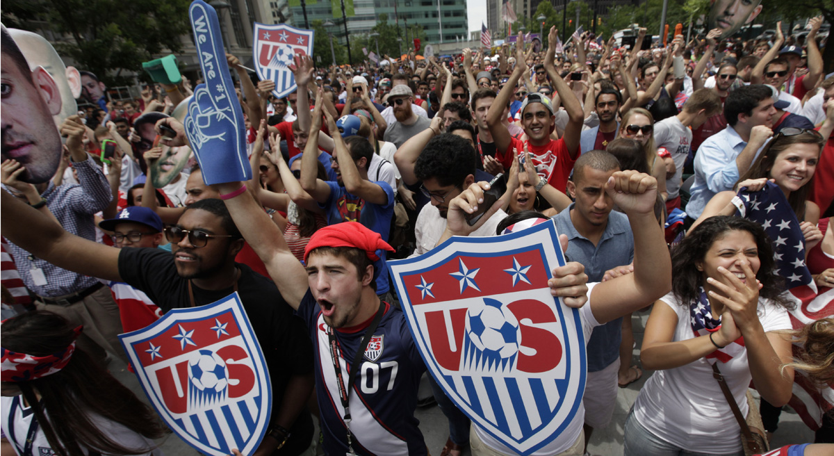 What happens to soccer fandom--and viewership--after the World Cup? Pictured: United States fans react while watching the final minutes of the 2014 World Cup soccer match between the United States and Germany at a public viewing party, in Detroit, Thursday, June 26, 2014. Germany defeated the United States 1-0 to win Group G ahead of the Americans, who also advanced to the knockout stage of the World Cup despite losing. (Paul Sancya/AP)