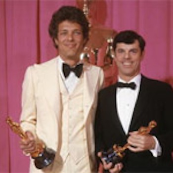 Bert Schneider and Peter Davis accepting the Oscar for "Hearts and Minds." (Courtesy, Criterion)