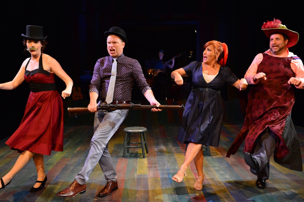 The cast of "Jacques Brel Is Alive And Well And Living in Paris" performs "Marathon" at the Gloucester Stage Company. (Gary Ng)
