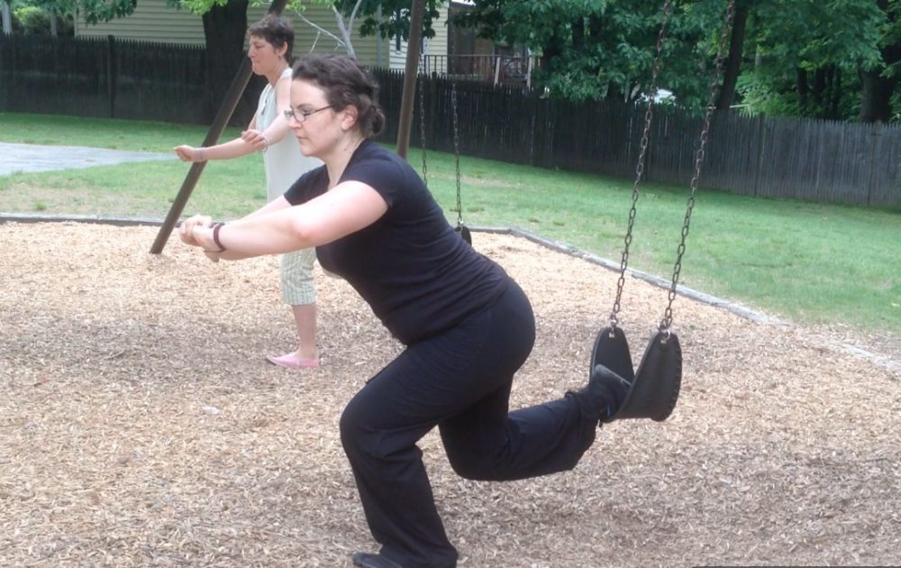 Kat Setzer demonstrates the Swing Split Squat.