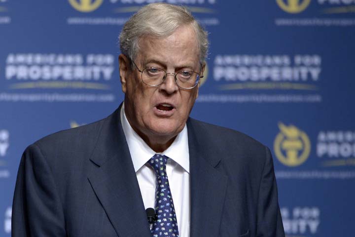 In this Aug. 30, 2013 file photo, Americans for Prosperity Foundation Chairman David Koch speaks in Orlando, Fla.  (AP)