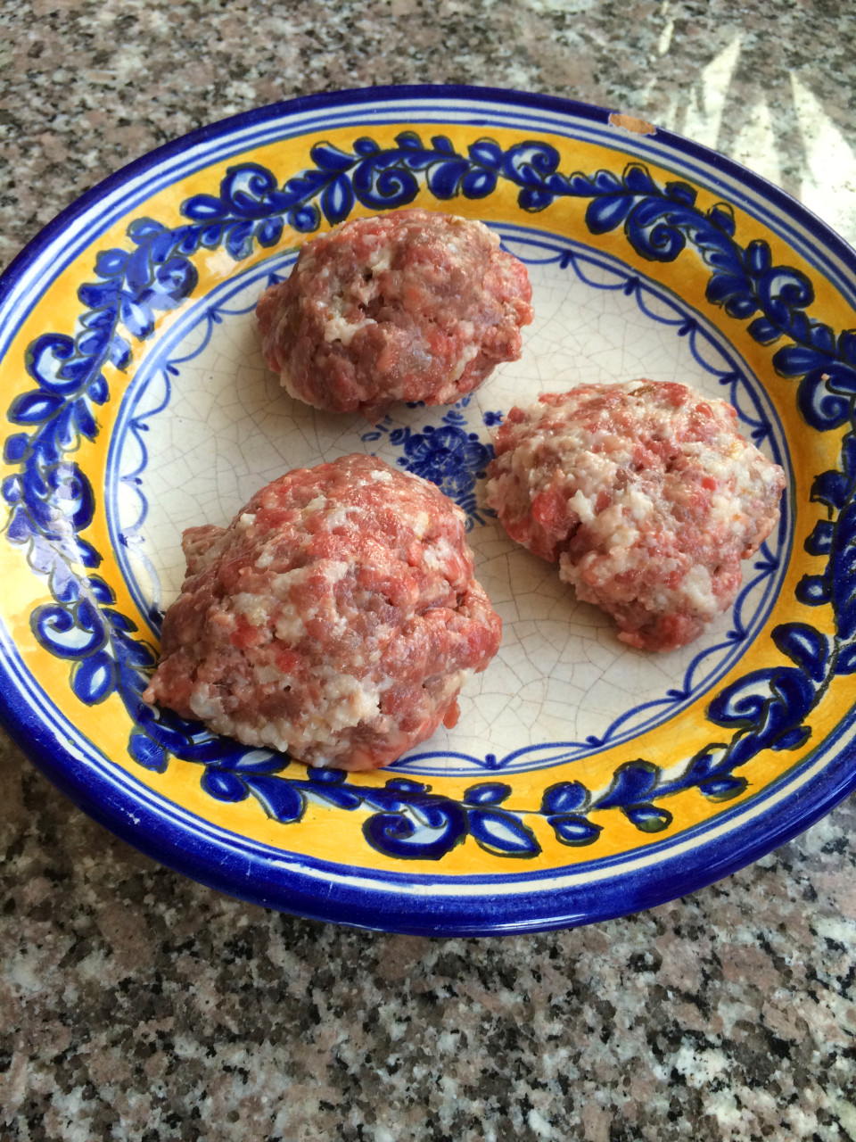 Kathy's bacon burgers are ready for the grill.  (Kathy Gunst/Here &amp; Now)