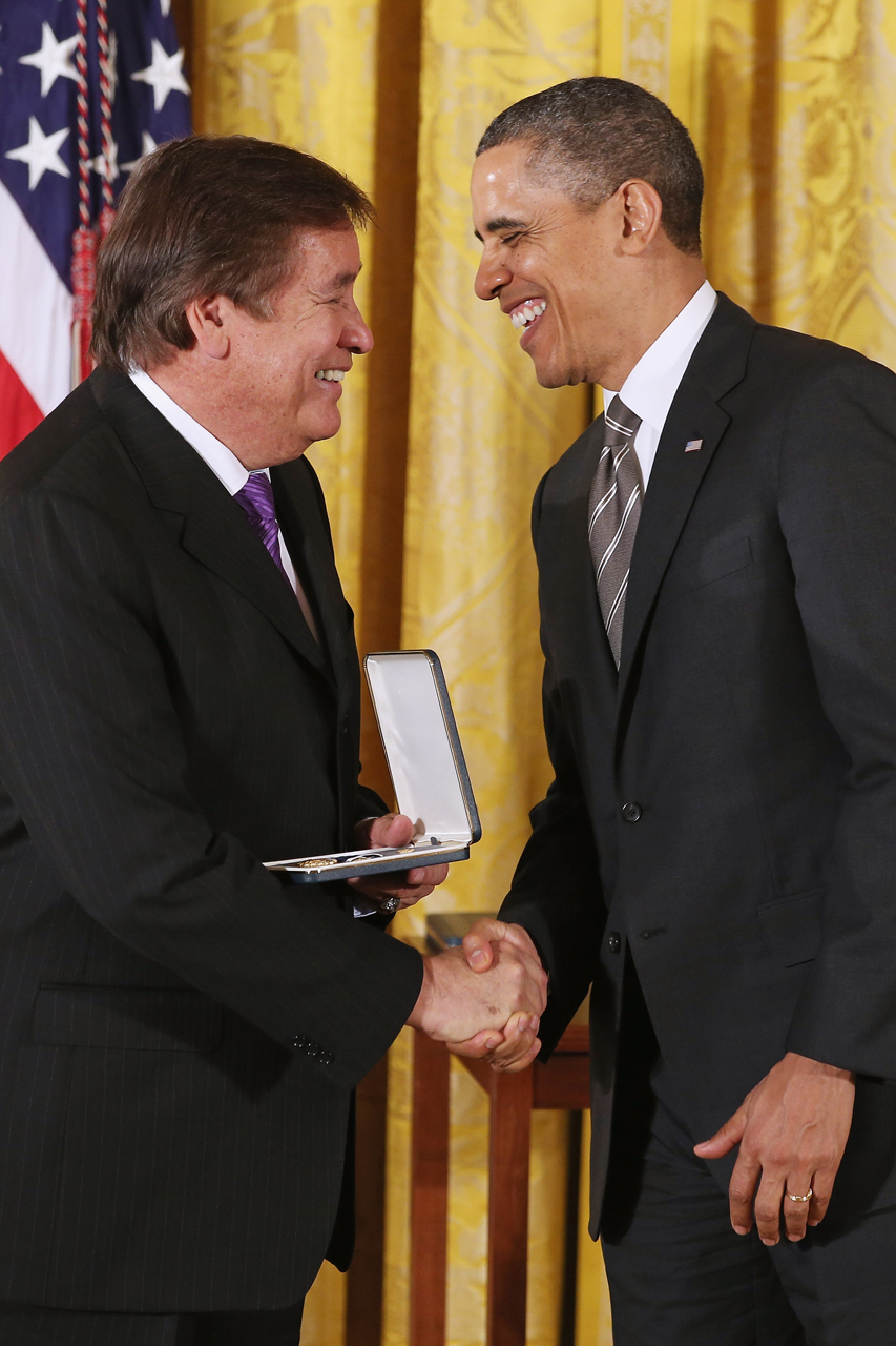 President Barack Obama presents Billy Mills with the 2012 Presidential Citizens Medal, the nation's second-highest civilian honor, February 15, 2013. (Chip Somodevilla/Getty Images)