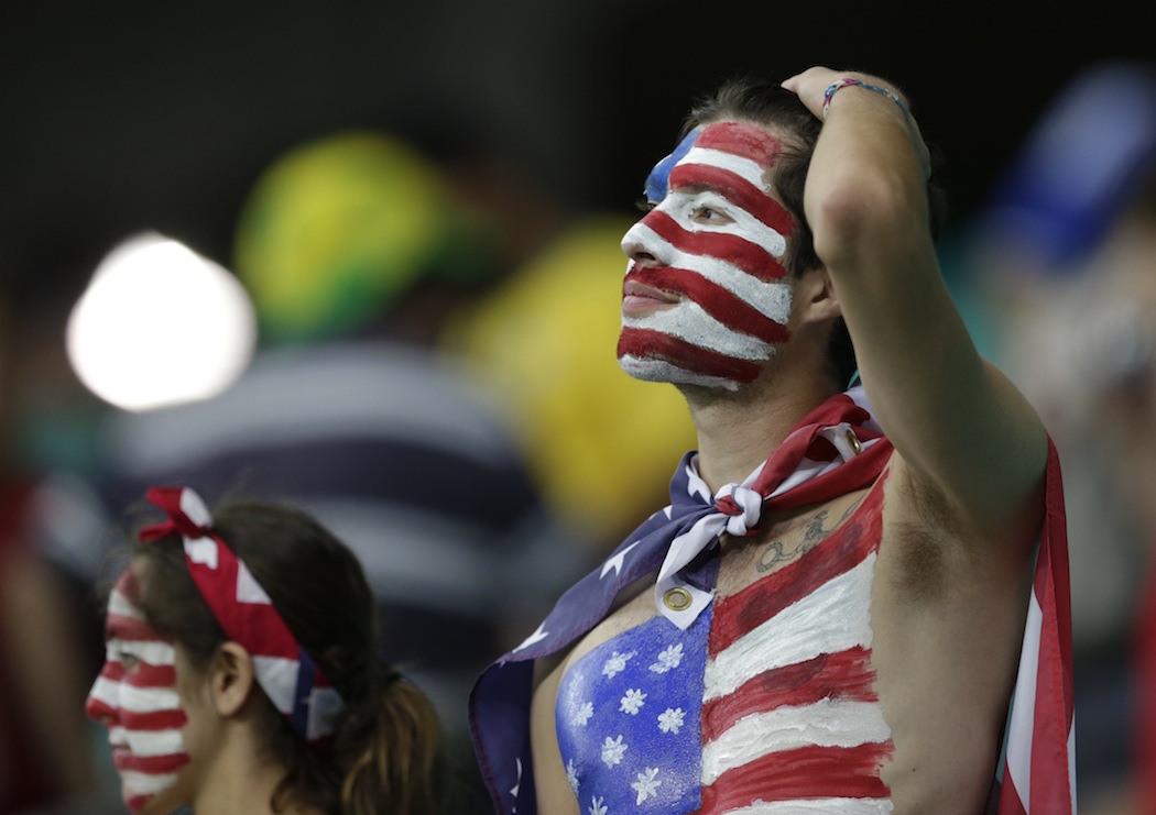 US fans at Arena Fonte Nova in Salvador, Brazil Tuesday. (Julio Cortez/AP)