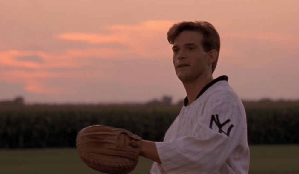 Actor Dwier Brown in the iconic final scene of the 1989 movie "Field of Dreams."