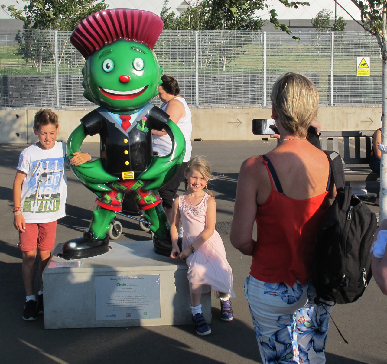 It wouldn't be an international sporting event without an unusual mascot. This is Clyde, named after the River Clyde, which runs through Glasgow. (Doug Tribou/Only A Game)