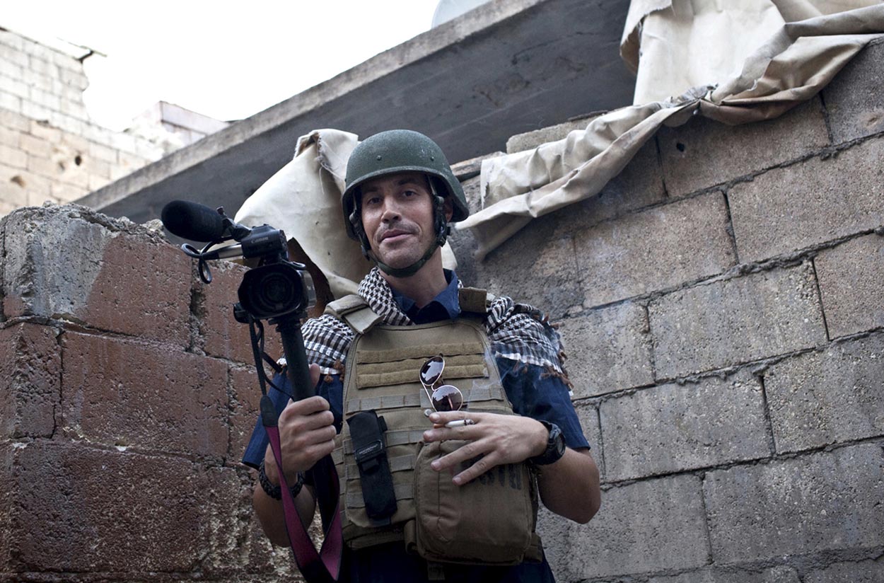 This November 2012 file photo shows missing journalist James Foley while covering the civil war in Syria. (freejamesfoley.org via AP)